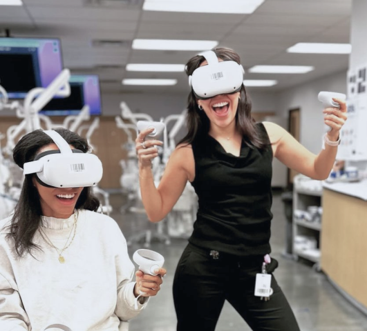 Students training in virtual reality